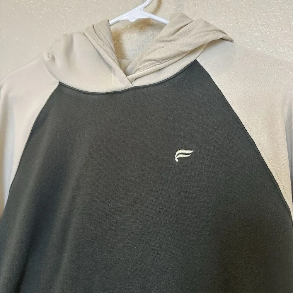 Fabletics Go To Hoodie Men’s Large Green‎ And Tan Sweatshirt Activewear Casual